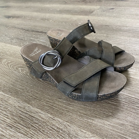 Dansko Susie Grey Wedge Nubuck Leather Slide Sandals Size 39 - Picture 7 of 8